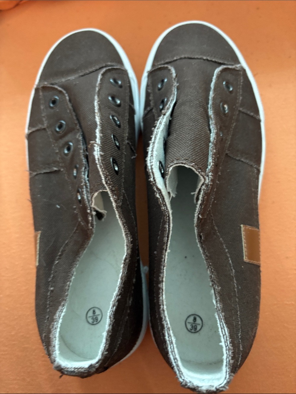 Brown Canvas Slip-On Sneakers